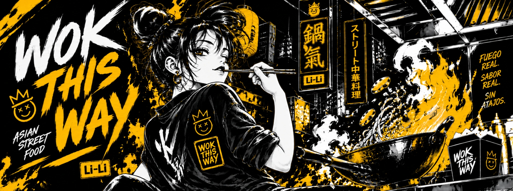 Li-Li, personaje de Wok This Way, entre woks y fuego